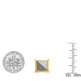 0.38 Carat (ctw) 18k Yellow Gold Plated Sterling Silver White & Blue Diamond Micro Pave Setting Kite Shape Stud Earrings