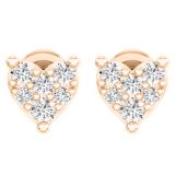 0.33 Carat (Ctw) 10K Rose Gold Round Cut White Diamond Ladies Heart Shape Stud Earrings 1/3 CT