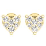 0.33 Carat (Ctw) 10K Yellow Gold Round Cut White Diamond Ladies Heart Shape Stud Earrings 1/3 CT