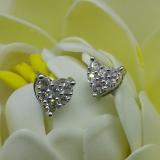 0.33 Carat (Ctw) 14K White Gold Round Cut White Diamond Ladies Heart Shape Stud Earrings 1/3 CT