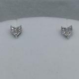 0.33 Carat (Ctw) 14K White Gold Round Cut White Diamond Ladies Heart Shape Stud Earrings 1/3 CT