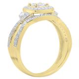 0.55 Carat (Ctw) 14K Yellow Gold Round White Diamond Ladies Swirl Bridal Engagement Ring Set 1/2 CT
