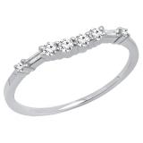 0.22 Carat (ctw) 10K White Gold Round & Baguette Cut Diamond Ladies Anniversary Wedding Band 1/4 CT