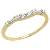 0.22 Carat (ctw) 14K Yellow Gold Round & Baguette Cut Diamond Ladies Anniversary Wedding Band 1/4 CT