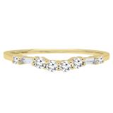 0.22 Carat (ctw) 14K Yellow Gold Round & Baguette Cut Diamond Ladies Anniversary Wedding Band 1/4 CT