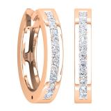 0.33 Carat (ctw) 10K Rose Gold Princess Cut White Diamond Huggie Hoop Earrings 1/3 CT