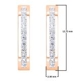 0.33 Carat (ctw) 10K Rose Gold Princess Cut White Diamond Huggie Hoop Earrings 1/3 CT