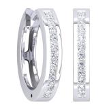 0.33 Carat (ctw) 10K White Gold Princess Cut White Diamond Huggie Hoop Earrings 1/3 CT