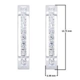 0.33 Carat (ctw) 14K White Gold Princess Cut White Diamond Huggie Hoop Earrings 1/3 CT