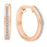 0.33 Carat (ctw) 18K Rose Gold Princess Cut White Diamond Huggie Hoop Earrings 1/3 CT