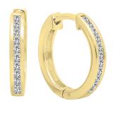 0.33 Carat (ctw) 18K Yellow Gold Princess Cut White Diamond Huggie Hoop Earrings 1/3 CT