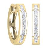 0.33 Carat (ctw) 18K Yellow Gold Princess Cut White Diamond Huggie Hoop Earrings 1/3 CT