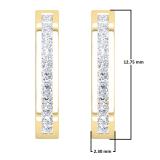 0.33 Carat (ctw) 18K Yellow Gold Princess Cut White Diamond Huggie Hoop Earrings 1/3 CT