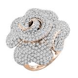 3.65 Carat (ctw) 18K Rose Gold Round Diamond Ladies Cocktail Blossom Flower Rose Right Hand Ring