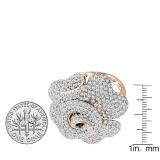 3.65 Carat (ctw) 18K Rose Gold Round Diamond Ladies Cocktail Blossom Flower Rose Right Hand Ring