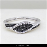 0.22 Carat (ctw) 10K White Gold Round Black & White Diamond Ladies Cocktail Right Hand Ring 1/4 CT