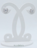925 Sterling Silver Flower Stud Earrings, 2.65 CT Cushion and Round Cubic Zirconia in Push Back