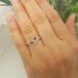 10K Yellow Gold Princess Cut Blue Sapphire & Princess & Round Diamond Ladies 3 Stone Promise Ring