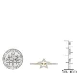 0.17 Carat (Ctw) 10K Yellow Gold Round Cut White Diamond Star Shaped Ladies Bridal Engagement Ring