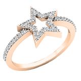 0.17 Carat (Ctw) 18K Rose Gold Round Cut White Diamond Star Shaped Ladies Bridal Engagement Ring