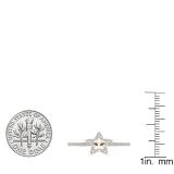 0.17 Carat (Ctw) 18K Rose Gold Round Cut White Diamond Star Shaped Ladies Bridal Engagement Ring
