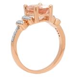 14K Rose Gold 9X7 MM Oval Cut Morganite & Round Cut White Diamond Ladies Bridal Engagement Ring