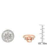 14K Rose Gold 9X7 MM Oval Cut Morganite & Round Cut White Diamond Ladies Bridal Engagement Ring