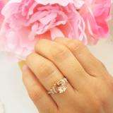 14K Rose Gold 9X7 MM Oval Cut Morganite & Round Cut White Diamond Ladies Bridal Engagement Ring