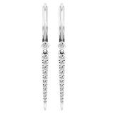 0.32 Carat (Ctw) 10K White Gold Round Cut White Diamond Ladies Line Drop Earrings