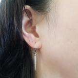 0.32 Carat (Ctw) 10K White Gold Round Cut White Diamond Ladies Line Drop Earrings