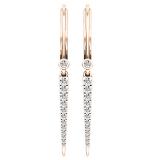 0.32 Carat (Ctw) 14K Rose Gold Round Cut White Diamond Ladies Line Drop Earrings