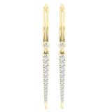 0.32 Carat (Ctw) 14K Yellow Gold Round Cut White Diamond Ladies Line Drop Earrings