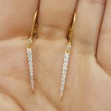 0.32 Carat (Ctw) 14K Yellow Gold Round Cut White Diamond Ladies Line Drop Earrings