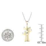 0.06 Carat (Ctw) 14K Yellow Gold Round Diamond Ladies Triple Cross Pendant (Silver Chain Included)