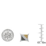 0.32 Carat (ctw) Sterling Silver Blue White & Yellow Round Diamond Kite Shape Stud Earrings 1/3 CT