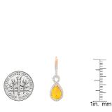 10K Rose Gold 8X6 MM Each Pear Cut Citrine & Round White Diamond Ladies Infinity Dangling Earrings