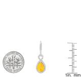 10K White Gold 8X6 MM Each Pear Cut Citrine & Round White Diamond Ladies Infinity Dangling Earrings