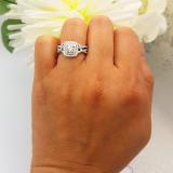 1.40 Carat (Ctw) 10K White Gold Round Cut Cubic Zirconia Ladies Halo Style Engagement Ring Set