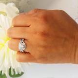 1.40 Carat (Ctw) 10K White Gold Round Cut Cubic Zirconia Ladies Halo Style Engagement Ring Set
