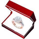 1.40 Carat (Ctw) 14K Rose Gold Round Cut Cubic Zirconia Ladies Halo Style Engagement Ring Set