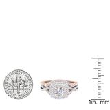 1.40 Carat (Ctw) 14K Rose Gold Round Cut Cubic Zirconia Ladies Halo Style Engagement Ring Set