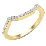 0.15 Carat (ctw) Round Cubic Zirconia Ladies Wedding Stackable Contour Guard Band 10K Yellow Gold