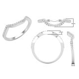 0.15 Carat (ctw) Round Cubic Zirconia Ladies Wedding Stackable Contour Guard Band Sterling Silver