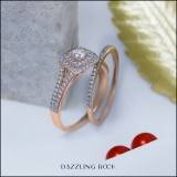 1.50 Carat (ctw) 10K Rose Gold Round Cubic Zirconia Ladies Halo Style Engagement Ring Set 1 1/2 CT
