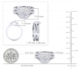 1.50 Carat (ctw) 10K White Gold Round Cubic Zirconia Ladies Halo Style Engagement Ring Set 1 1/2 CT