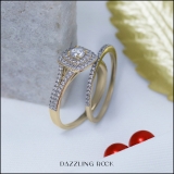 1.50 Carat (ctw) 10K Yellow Gold Round Cubic Zirconia Ladies Halo Style Engagement Ring Set 1 1/2 CT