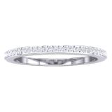 18K White Gold Round White Cubic Zirconia Ladies Anniversary Wedding Stackable Band