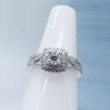 18K White Gold Round White Cubic Zirconia Ladies Anniversary Wedding Stackable Band