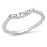 0.20 Carat (Ctw) 10K White Gold Round White Diamond Ladies 7 Stone Anniversary Wedding Band 1/5 CT