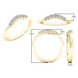 0.20 Carat (Ctw) 10K Yellow Gold Round White Diamond Ladies 7 Stone Anniversary Wedding Band 1/5 CT